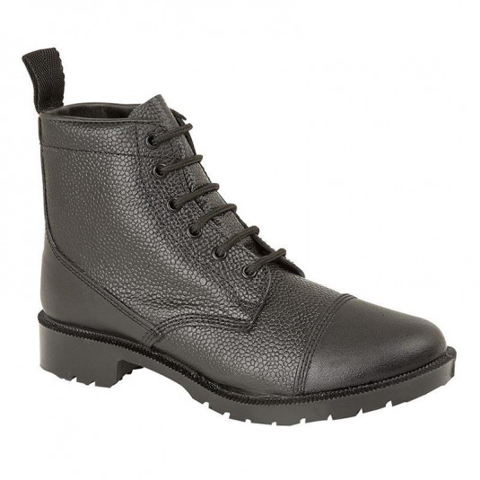 Grafters Black Grain Leather 6 Eyelet Cadet Combat Boots - M391A