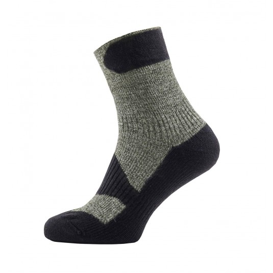 SealSkinz Walking Thin Ankle Waterproof Socks Olive Green/Grey