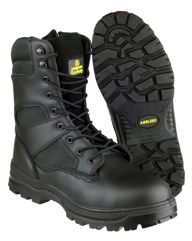 Amblers FS008 Black Security Tactical Combat Safety Zip-Up Work Boot